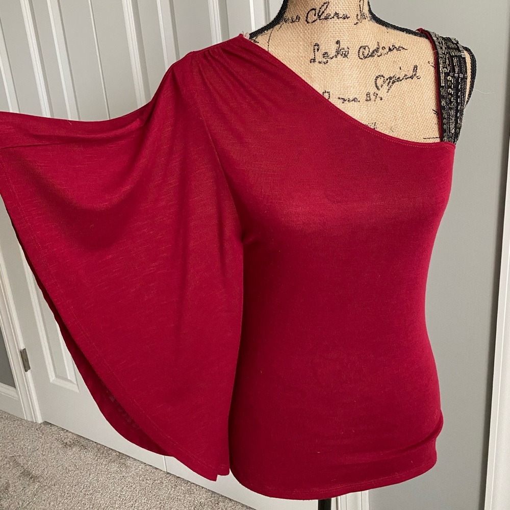 One shoulder beaded top